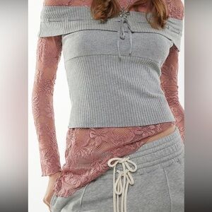 Urban Outfitters Kimchi Blue Gray Ribbed Knit Top